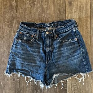 American Eagle Outfitters Blue Jean Shorts Distressed High-Waisted